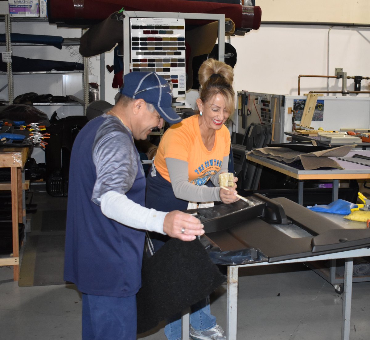 Coverlay's tweet photo. It's all smiles here at Coverlay 😀 #Coverlay #DashCovers #DoorPanels #ArmRests #DoorInserts #Smiles #WednesdayMotivation #Wednesday #ILoveMyJob https://t.co/9jp0qQWRDj