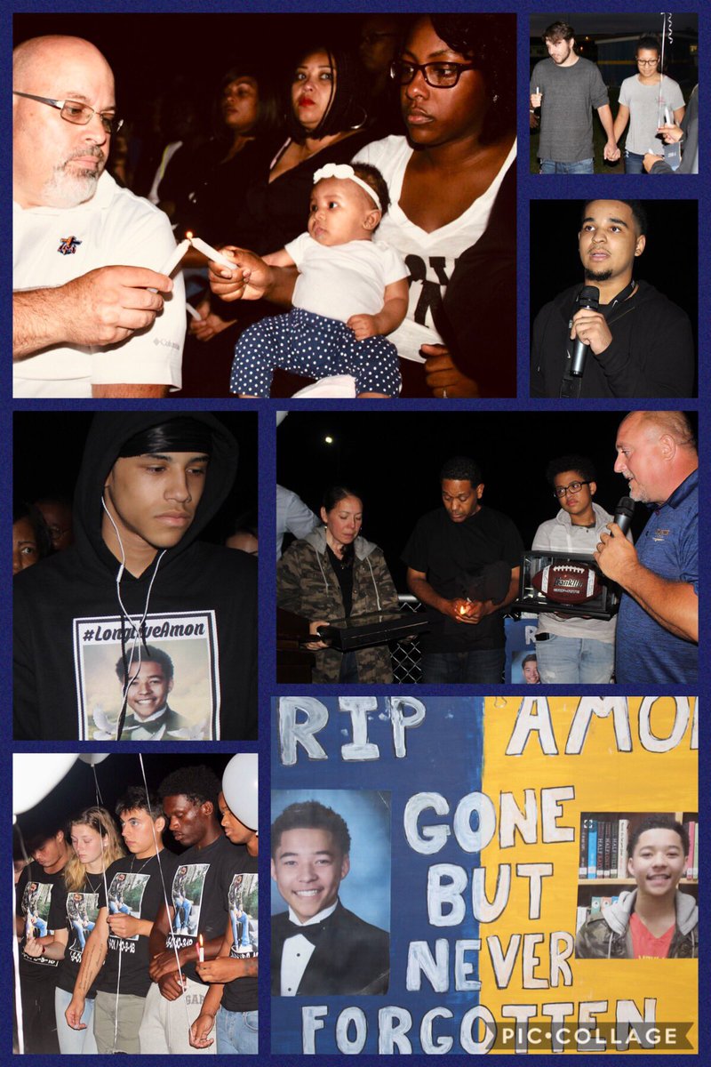 CCPS's tweet photo. Members of the @CougarsTSHS community celebrated the life of Elisha Amon Cole, who was killed Oct. 3. The former athlete was remembered for his infectious smile, sense of humor & dedication to his family. #longliveamon #LLA https://t.co/e6Vk29l2p8
