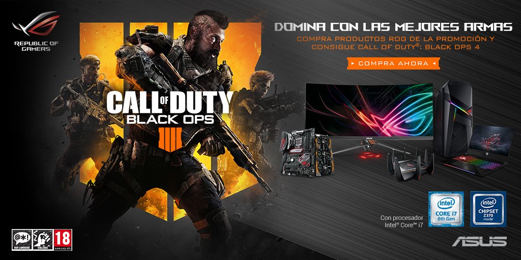 ASUSROGES's tweet photo. Para amenizaros la espera de nuestra presentación, ¡os recordamos que mañana sale el Call of Duty®: Black Ops 4 Standard Edition y que con nuestra promoción puedes conseguir una copia digital para PC gratis! #ROGxBO4
➡️ https://t.co/6n5hPVAwcw https://t.co/56x2KZ55bC