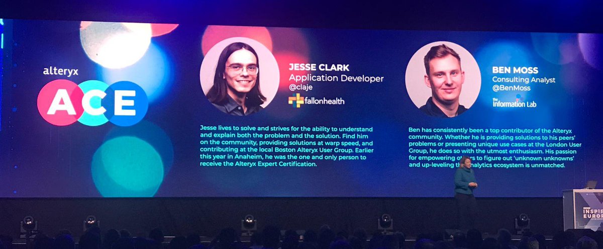 alteryx's tweet photo. Congrats to @benjnmoss and Jesse Clark our newest Alteryx ACEs! #alteryxace #alteryxaddicts #AlteryxEU18 https://t.co/qRVlXe1Z1S