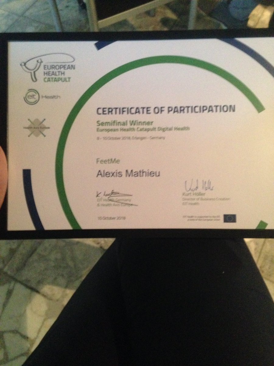 Feet_Me's tweet photo. @Feet_Me  Semi final winner @EITHealth Digital Health Catapult Semi final. #digitalhealth #mobilitydisorders #rehabilitation https://t.co/nr9ZD5NaYj