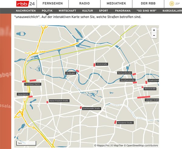 mappa_pro's tweet photo. This is how @rbb24 is using our tool to report on the street closures for certain diesel cars in Berlin https://t.co/taHLUCG04l #dieselgate https://t.co/rg5byfRjKr