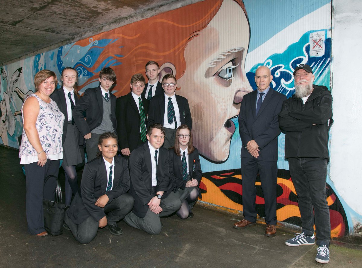 'It was very inspirational and fun to make my mark on the environment.' @Priorynews' Rebecca thoroughly enjoyed transforming a dank underpass as part of the Housing Executive - funded Holywood Mural project. #HousingDay18