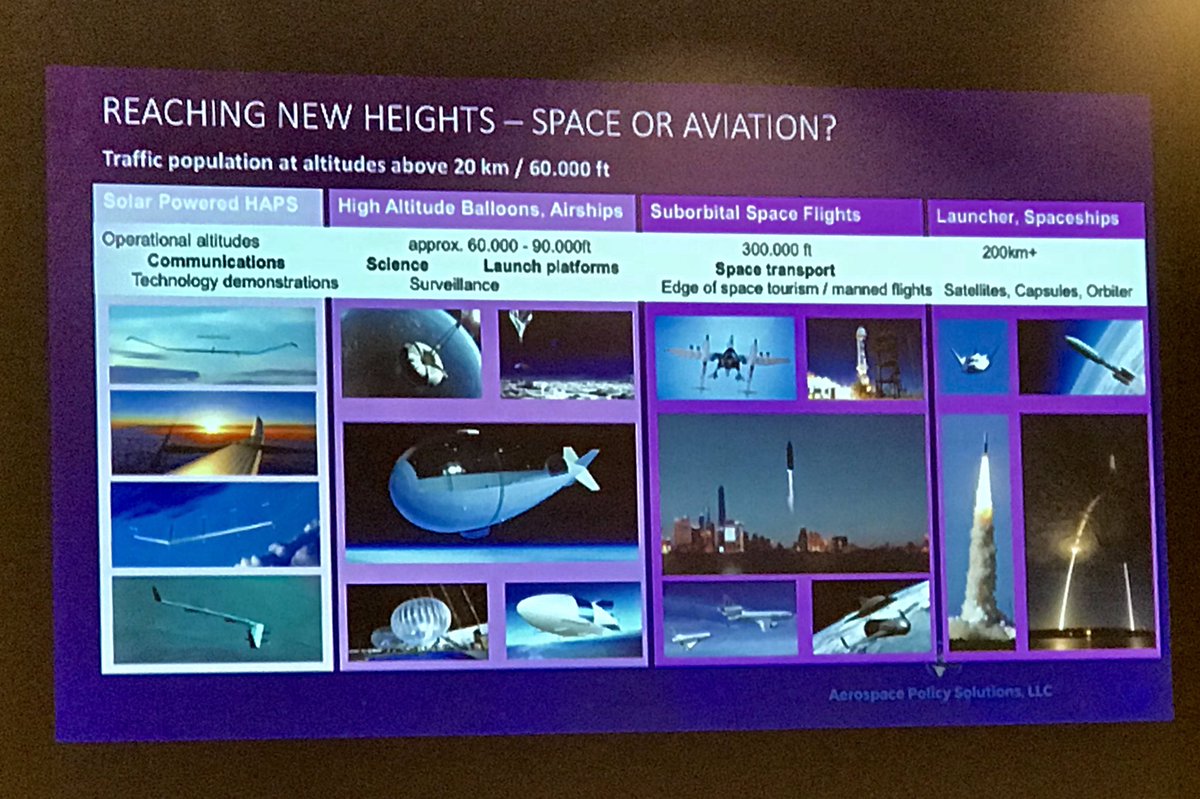 PAFCAUAL's tweet photo. Is it aviation or is it space? How do the two interact? Dispatchers need to evolve and develop skills to deal with higher altitude operations that have different goals. New levels of shared airspace require new levels of safety and planning. #adfsummit #summit2018 https://t.co/p0iDUp1Fg7