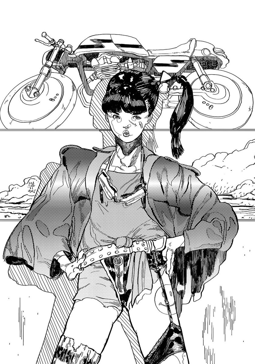 Luca Tieri Cover Illustration For Amianto Magazine The 7 Will Be Ready To Rock At Next Lucca Comics Lucatieri Illustration Comic Fumetto Cyberpunk バイクガール イラスト 漫画 絵 サイバーパンク Motorbike バイク