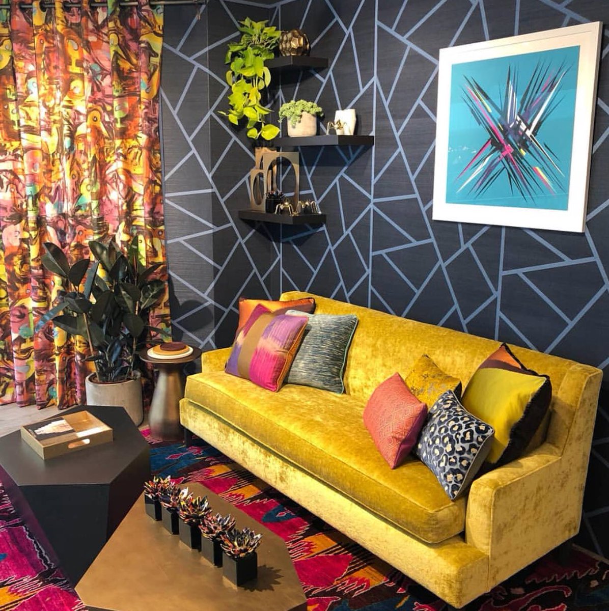 DesignCentreCH's tweet photo. *COLOUR-RIOT* enjoy the sunshine today with this beautifully styled window display @AltfieldLondon - full of colour to complement the main theme at #Focus18AtDCCH #colourriotataltfield #powerofcolour #colour #newcollections #altfield ❤️💙💛💚🧡 https://t.co/icatIILOjC