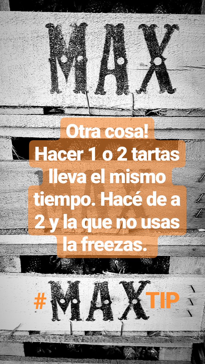 quieromax's tweet photo. Btw. Si hacen 1 tarta, hagan 2. Lleva el mismo tiempo. Lo meten al horno economizando gas o electricidad y ya tienen una tarta de mas para otro momento #MaxiTip https://t.co/SbZMPgaAEc