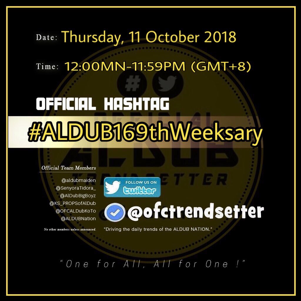AlDubPoems⛅ (@aldubpoems) on Twitter photo Happy weeksary <a href="/aldenrichards02/">Alden Richards</a> & <a href="/mainedcm/">Maine Mendoza</a> 🎉
Happy weeksary ALDUBNATION!🎉🎊
#ALDUB169thWeeksary
<a href="/ofctrendsetter/">TEAM OAT ᴬᴰᴺ</a> <a href="/AlDubBigBoyz/">AlDubForTheBigBoyzᴬᴰᴺ</a> <a href="/AlDubBigGirlz/">AlDubForTheBigGirlz™ᴬᴰᴺ</a> <a href="/AIFam16/">Ang SALTIK Infinity</a> <a href="/ALDub_RTeam/">ALDUB_RTeam</a> <a href="/ALDUBHashtagSQ/">ADN HASHTAG SQUAD</a> <a href="/ALDUBNation/">ALDUBNation</a> Happy weeksary <a href="/aldenrichards02/">Alden Richards</a> & <a href="/mainedcm/">Maine Mendoza</a> 🎉
Happy weeksary ALDUBNATION!🎉🎊
#ALDUB169thWeeksary
<a href="/ofctrendsetter/">TEAM OAT ᴬᴰᴺ</a> <a href="/AlDubBigBoyz/">AlDubForTheBigBoyzᴬᴰᴺ</a> <a href="/AlDubBigGirlz/">AlDubForTheBigGirlz™ᴬᴰᴺ</a> <a href="/AIFam16/">Ang SALTIK Infinity</a> <a href="/ALDub_RTeam/">ALDUB_RTeam</a> <a href="/ALDUBHashtagSQ/">ADN HASHTAG SQUAD</a> <a href="/ALDUBNation/">ALDUBNation</a>