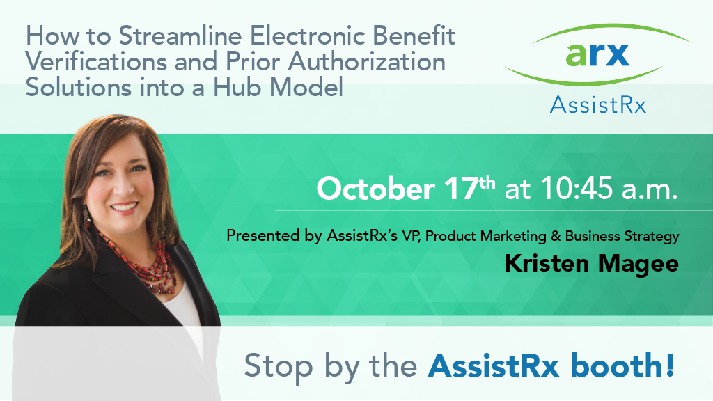 AssistRx's tweet photo. We're one week out from @CBI_Conferences #RTBC & #ePriorAuth. Are your #hub solutions optimizing the #patient and #HCP experience? Check out our session to learn about new tech and best practices. https://t.co/HAC9bgCMgT