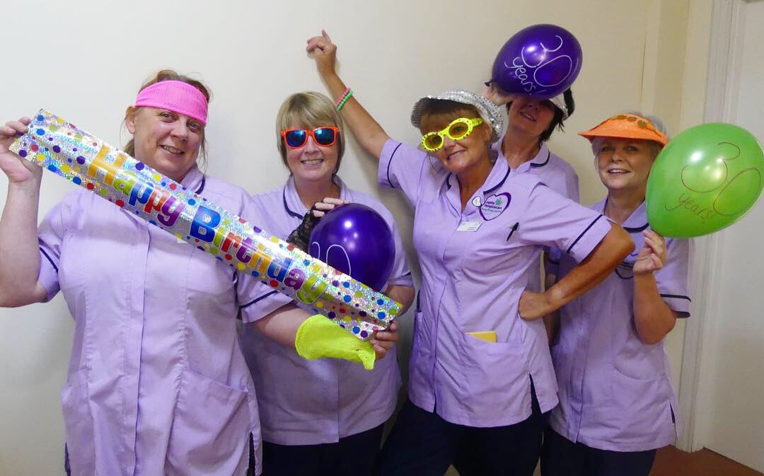 Ashgate_Hospice's tweet photo. Today, our fabulous staff raided their attics and donned their favourite leg warmers and fish nets from the 80s to celebrate 30 years of caring for our community. Donβt they look amazing?! πΈπ #AshgateIs30 https://t.co/x5sfDRHIYA