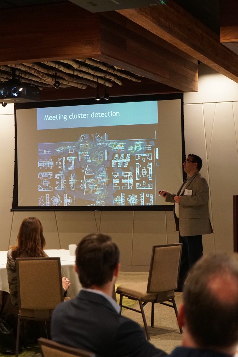 According to meeting cluster detection and heat maps, you want things farther away in an office. It’s healthier, and the odds of bumping into coworkers are more likely, enabling more idea sharing and essentially innovation. #LoveWhereYouWork