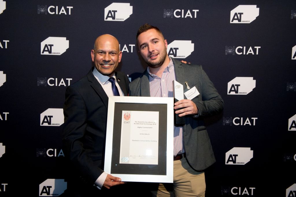 We've spotted Technologist <a href="/jordyarm/">Jordan</a> in the @CIATechnologist #ATAwards2018 video, speaking after collecting a high commendation award for excellence in architectural technology for our <a href="/Greshams_School/">Gresham's School</a> Britten Building last month, check it out! buff.ly/2PrP90a