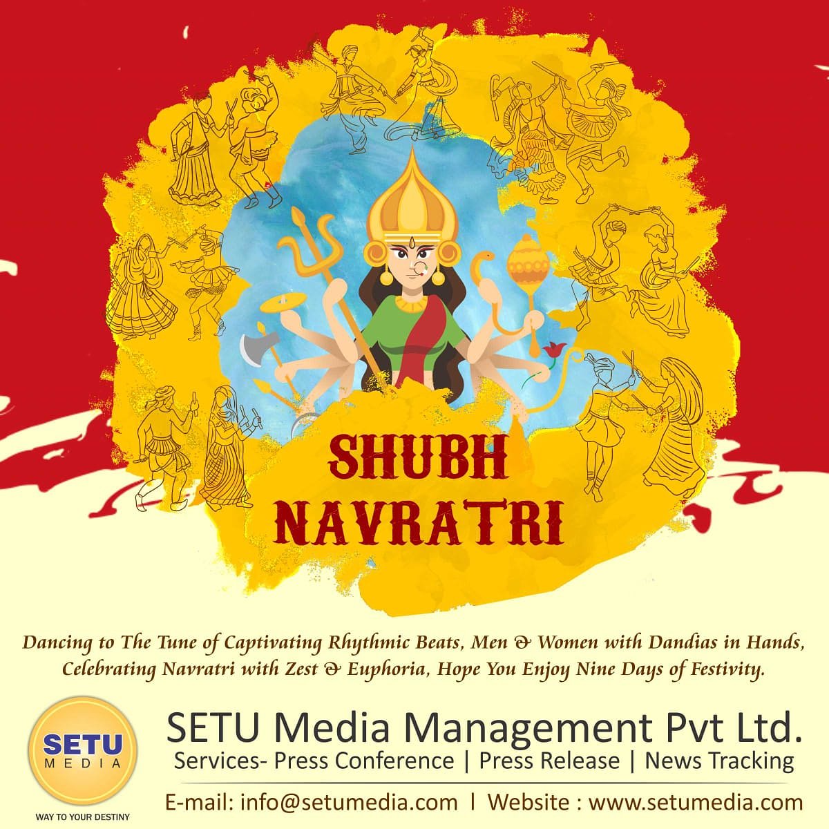 setumedia's tweet photo. SETU Media wishes you Happy Navratri to all.
#navratri #festival #celebration
#pr #mediamanagement #printmedia #electronicmedia #digitalmedia #digitalpr #pragency #crisismanagement #newstracking #pressconference #socialmedia https://t.co/W5L0ALWxXI