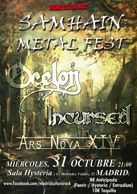 Metaltrip1's tweet image. El 31 de octubre el Samhain Metal Fest con bandas como @OcelonFolkMetal , @Incursed y @ArsNovaXIV .
metaltrip.com/el-31-de-octub…
#SamhainMetalFest #Ocelon #Incursed #ArsnovaXIV #Metaltrip