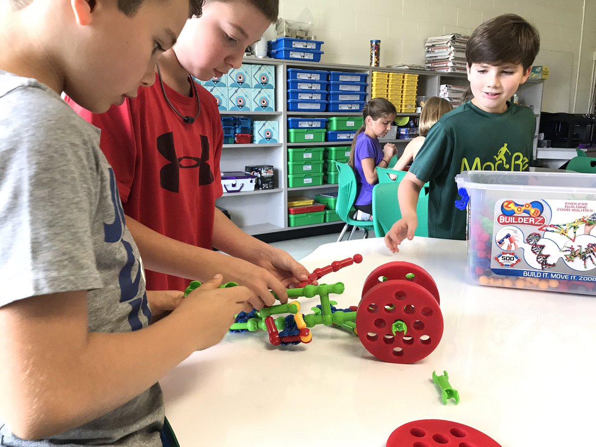 NSHACKLab's tweet photo. Back at designing and building prototypes to help Aunt Rose fly, this time with Mrs. #Gottko’s 3rd grade #NSHeroes. @andreabeaty #RosieRevereEngineer https://t.co/vHUSFatW8t