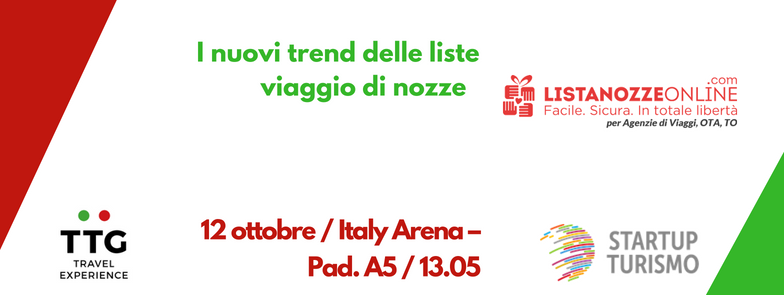 "I nuovi trend delle liste viaggio di nozze" il Fast Talk di listadinozze.com sta per iniziare al #TTG18 startup-turismo.it/event/nuovi-tr… #ThinkFuture @TTGIncontri