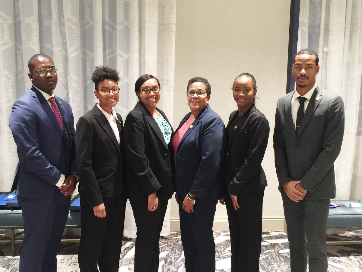 Students from the Grove College of Business attended the NABA, Inc. Eastern Region Student Conference in Norfolk, VA October 4-7, 2018.

l-r: Carl Remy, Meridian Blanton, Jessica Brown, Dr. Allison Watts (advisor), Gabriela Nganinga Sossi, Jonathan Charles