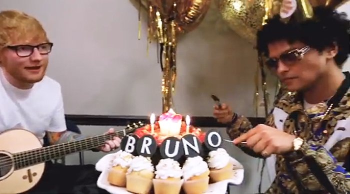 Bruno Mars contrató a Ed Sheeran para que le cantara el Happy Birthday  