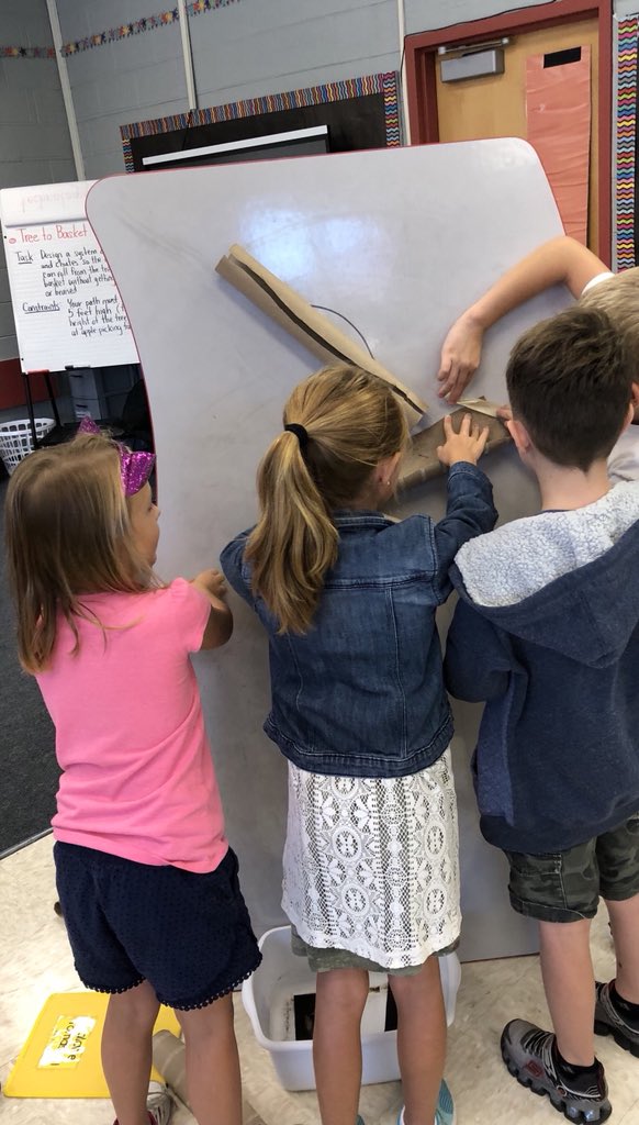BrittanyMurro's tweet photo. Our 2nd graders are helping local farms solve problems by designing ways to get apples from the trees to their collection baskets without getting bruised or cut. #TigerStrong #CollaboratoryCubs #WeB4Me #designthinking https://t.co/b0gNvZknwa