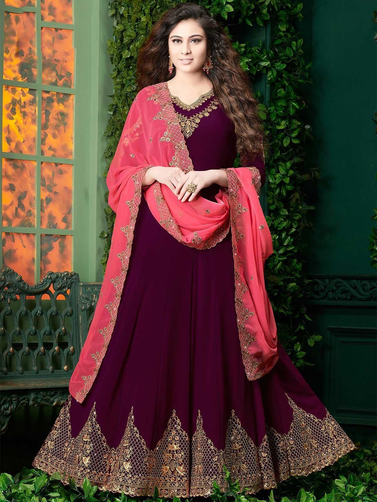 $52 - $64 - Red Trendy Banglori Silk Salwar Kameez and Red Trendy Banglori  Silk Salwar Suit Online Shopping