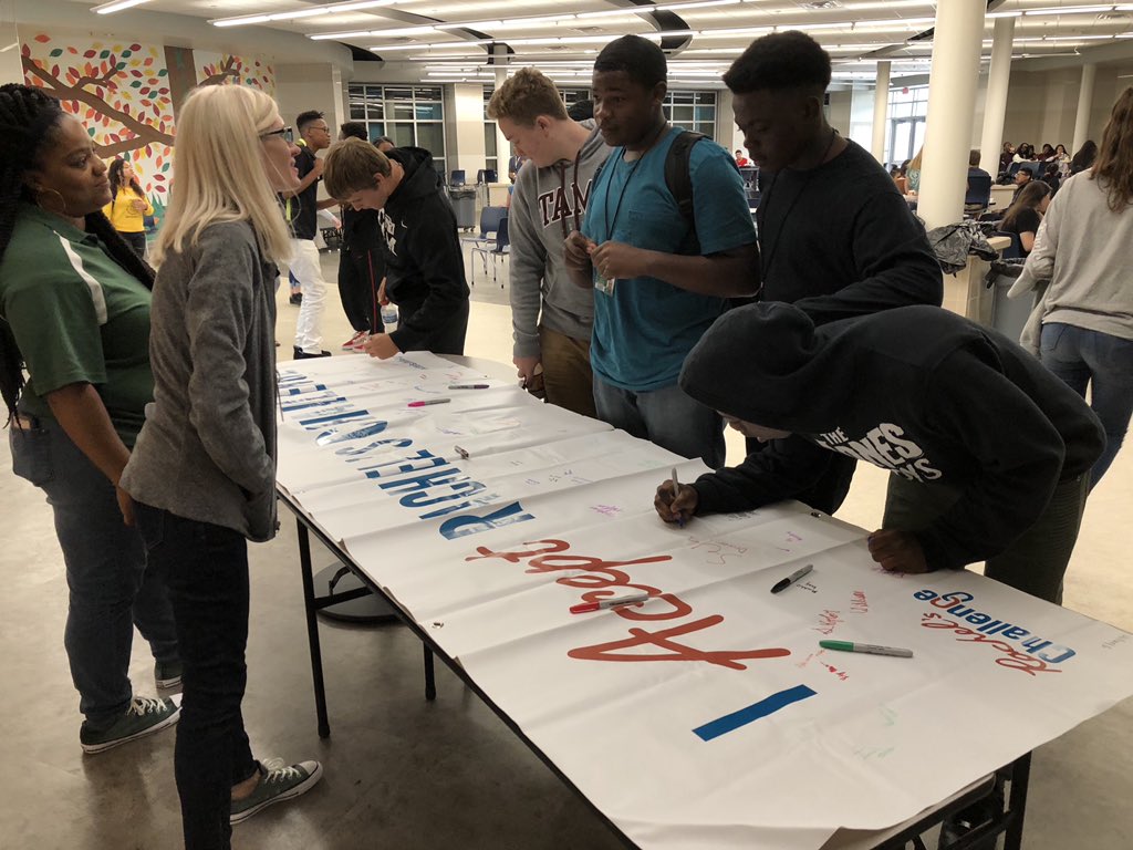 RHSCounselors5's tweet photo. Rudder students accept Rachel’s Challenge! #rachelschallenge #impacttheworld #bekind #TellTheStory #OpportunityAwaits #rltw @Mario_Bye @BryanISDSup @BryanISD @KimGiesenschlag @RudderHS_BISD @donnawillett4 https://t.co/g7hyRKmVmZ