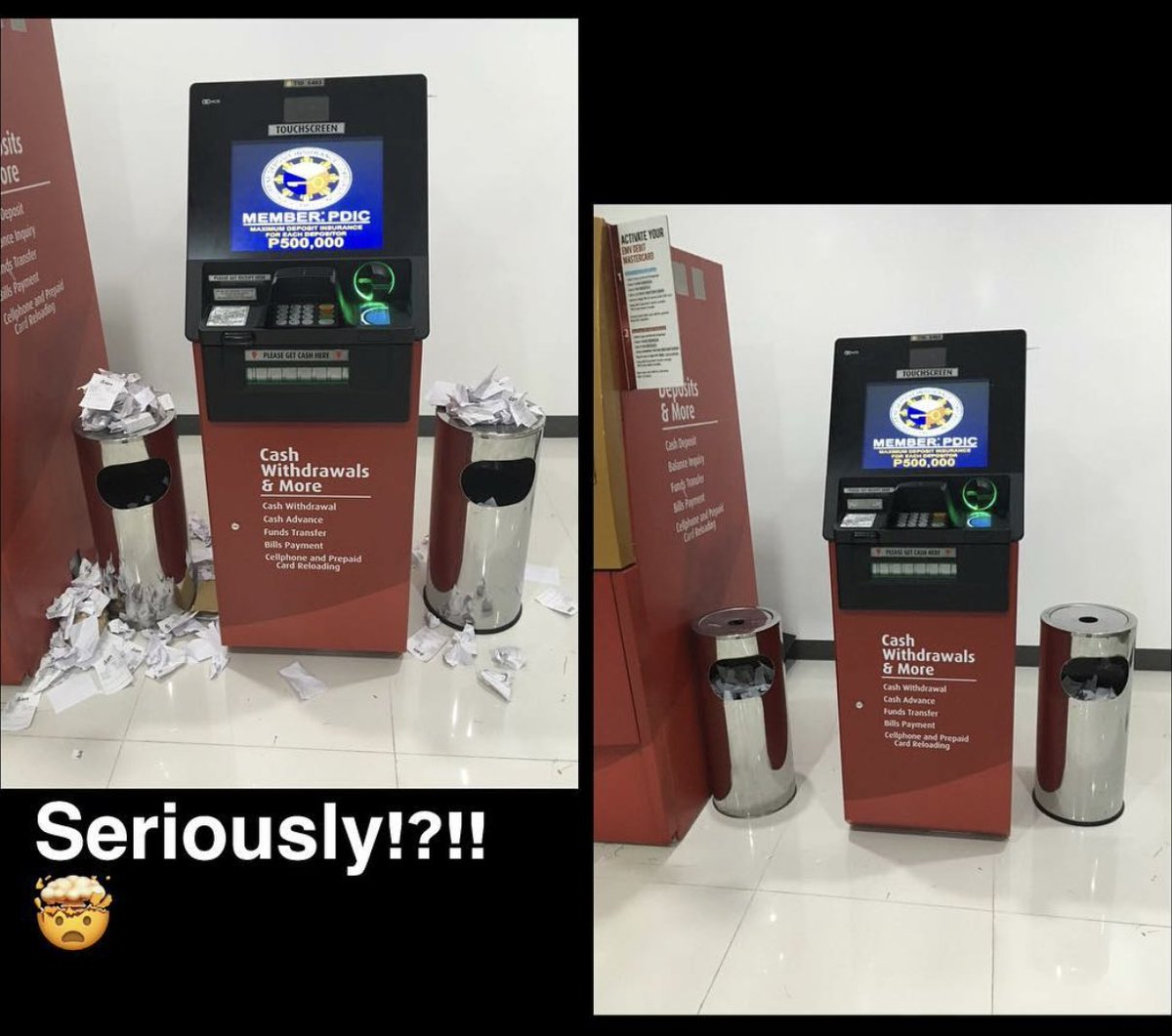 rockiemoment's tweet image. Please make sure to throw your trash on the bin sa mga nag wiwithdraw in any banks out there 😌😌😌😌😌😌

#SimpleDiscipline