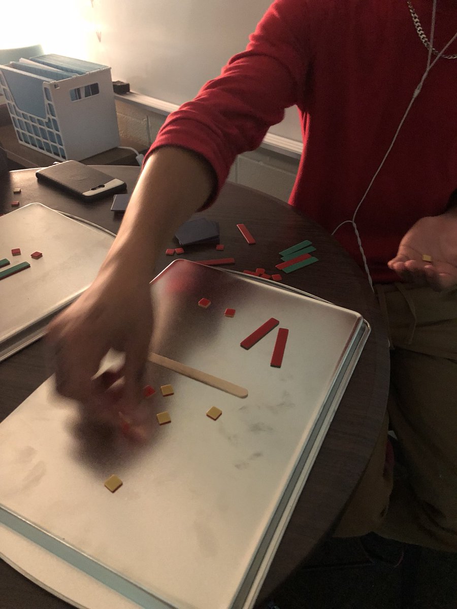 SandersBIS's tweet photo. Hands on practice with equations using algebra tiles! #tangiblemath @BulldogsBsi https://t.co/728TDTQPQq