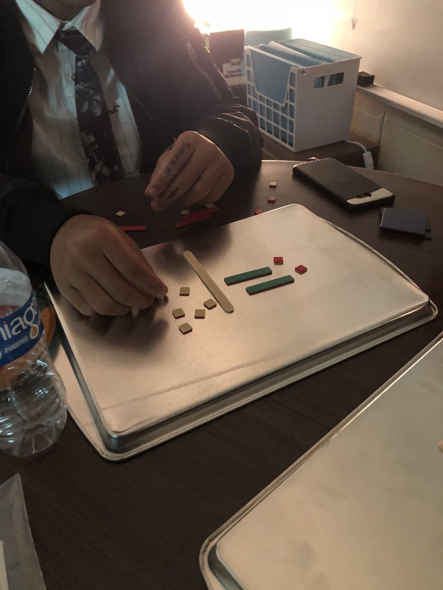 SandersBIS's tweet photo. Hands on practice with equations using algebra tiles! #tangiblemath @BulldogsBsi https://t.co/728TDTQPQq