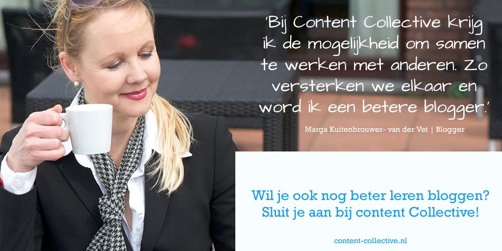 ContentColl's tweet image. Marga blogt voor Content Collective. Ben of ken jij iemand voor wie dat ook leuk, zinvol, handig, slim of gezellig is? &amp;gt;  ow.ly/wjE050jnvTy