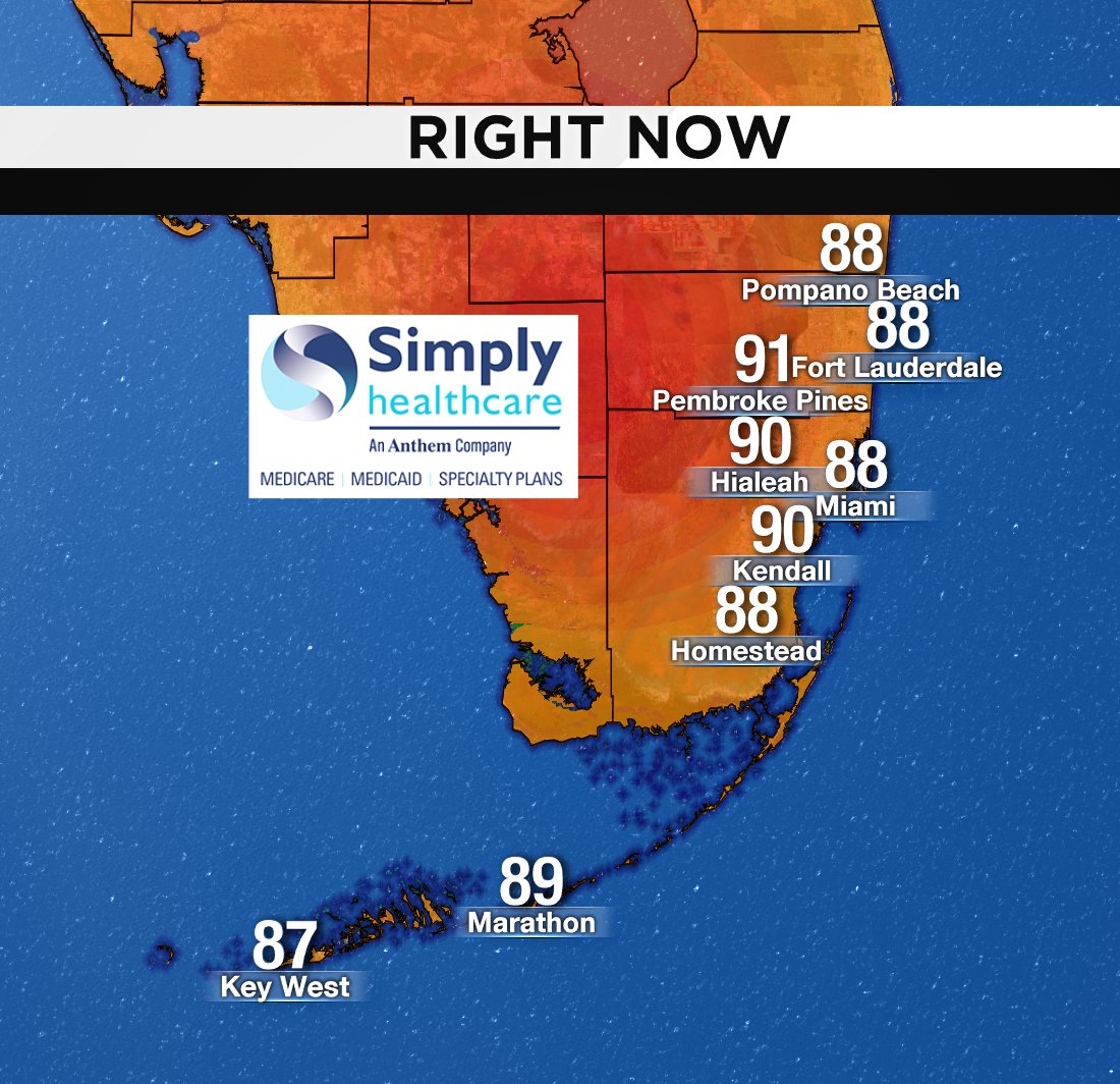 It's 2PM, here are south Florida's current temperatures. #BROWARD #MIAMIDADE #FLKEYS Presented by Simply Healthcare https://t.co/fAmLAQvnRA