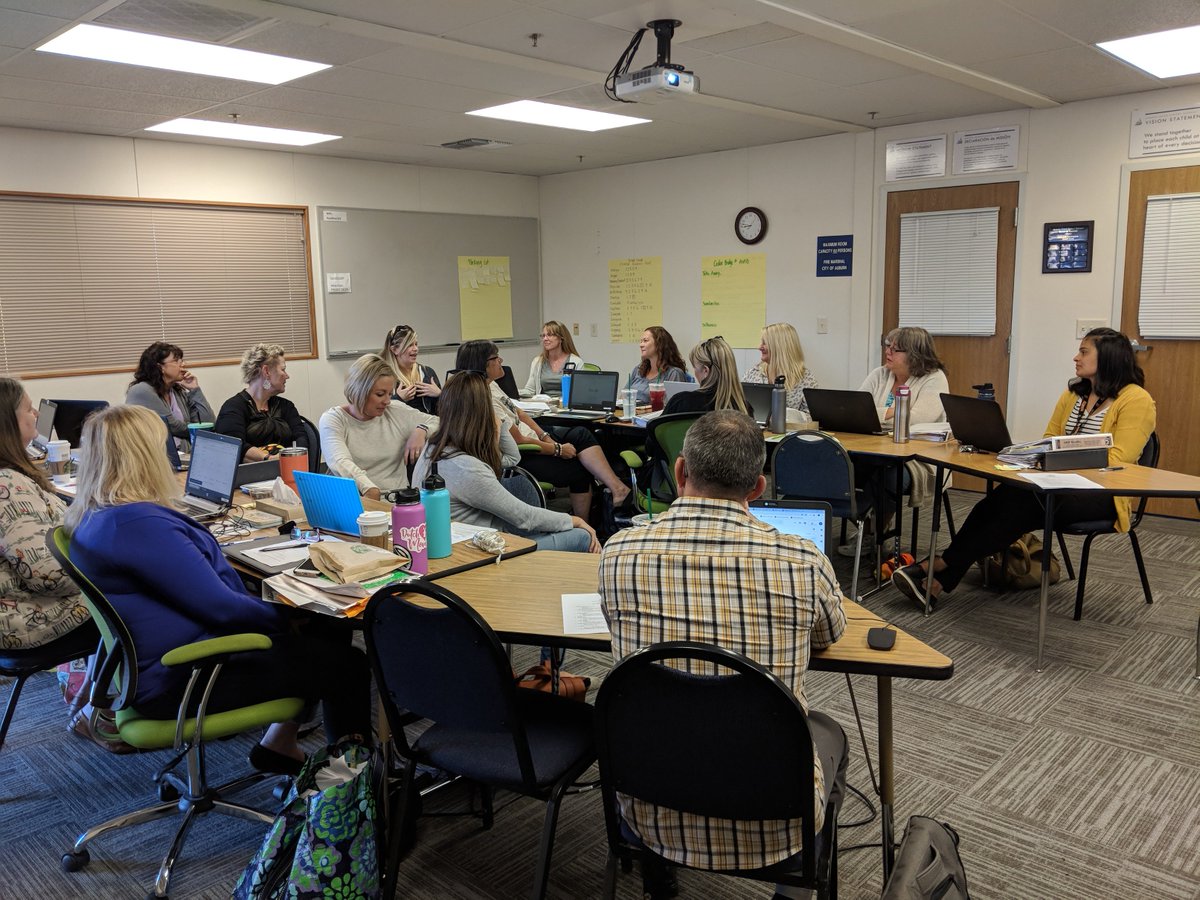 SuptWendy's tweet photo. Teachers of grades TK/K and 1/2 are collaborating at grade level meetings.  Great work teams! #AUSDCARES https://t.co/qPpzi22ZxP