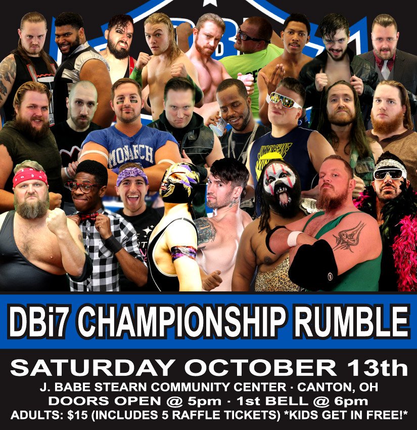 DBi_Wrestling's tweet photo. This is what EVERYBODY is talking about! The main event at #DBi7 is the Championship Rumble to crown the 2018 #DropkickAddiction champion!!! Who will be the last man standing? Find out THIS SATURDAY in #Canton!
@WrestlingCheers https://t.co/YDIe9cJjL1