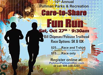 PULParksandRec's tweet photo. Register for our Care to Share 5K or 10K fun run today. $25 for the race and a t-shirt, must register by Oct 12 to guarantee a shirt or $15 without a shirt. https://t.co/SEwfOhETrv