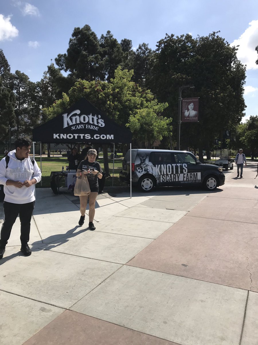 roseanamarz's tweet photo. Knotts Berry Farm is here to offer the upcoming events like Knotts Scary Farm. They have fliers that offer their best values students can get with or without their ASB sticker. #eccunion #asbfair #knottsberryfarm #elcaminocollege https://t.co/y5vsMkNVR7