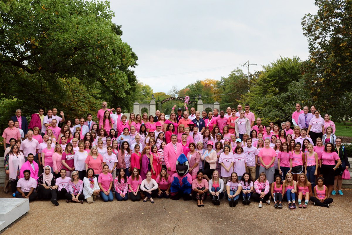 elmhurst_u's tweet photo. Today is the first ever @AmericanCancer Society’s National #RealMenWearPinkDay. But on campus, it was Real Bluejays Wear Pink! Campus is coming together to raise awareness and funds in the fight against breast cancer. $5,000+ has been raised so far. https://t.co/Lw3sfkzw9G https://t.co/HDgEBJwVH9