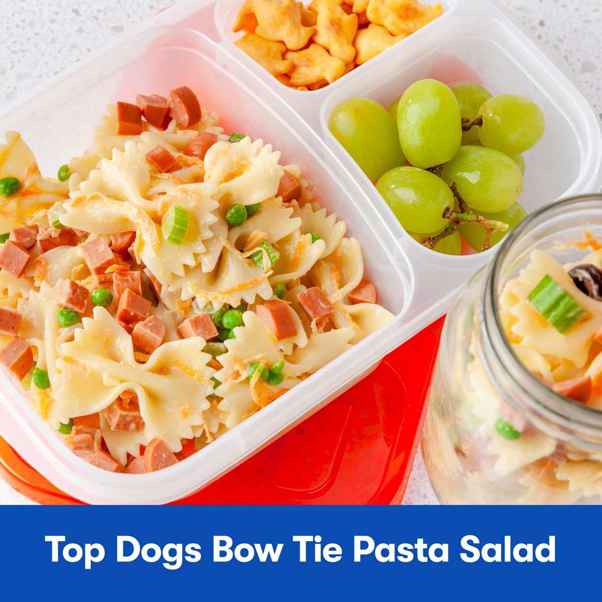 mapleleaf's tweet image. Out of ideas for tomorrow's lunchbox? #RealMapleLeaf Top Dogs Bow Tie Pasta Salad will always be a #LunchWin. bit.ly/TopDogsPS