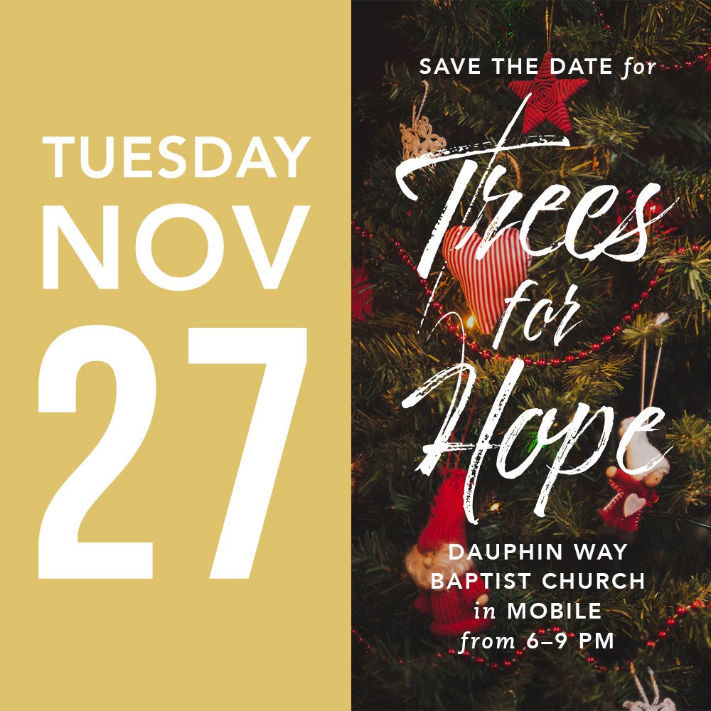 AlabamaChildOrg's tweet photo. Do you have your Christmas tree ready? We can't wait for this event in Mobile. At #TreesforHope, kick off the holiday season browsing and bidding on decorated Christmas trees and wreaths, all while helping to support children and families in our care. https://t.co/UtYcEkaM9t https://t.co/DnXZxJIirP