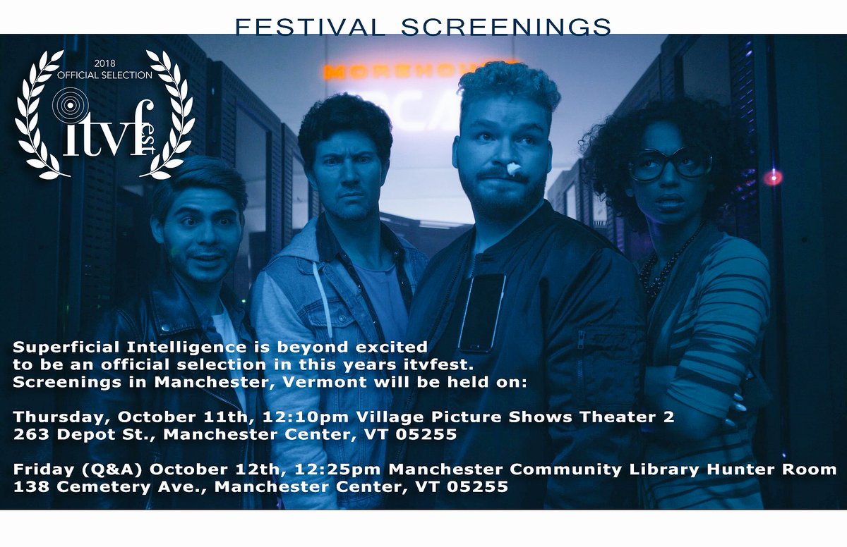 TheEvanSloan's tweet photo. #SuperficialIntelligence is screening this weekend at @itvfest. If you're in the area please go check it out! https://t.co/9ZcJCUh7U2