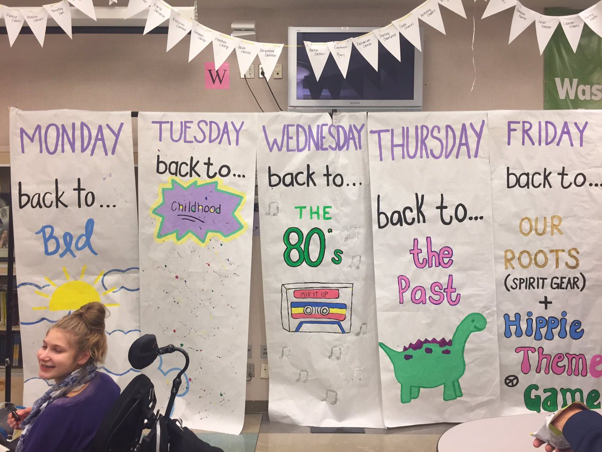 PuyallupHigh's tweet photo. Spirit Week is coming up soon! Our theme is “Back in Time”. 1st period teachers will be giving T-Shirts to the most spirited attire every morning, so make sure to dress up everyday! https://t.co/PL9xeWD9xr