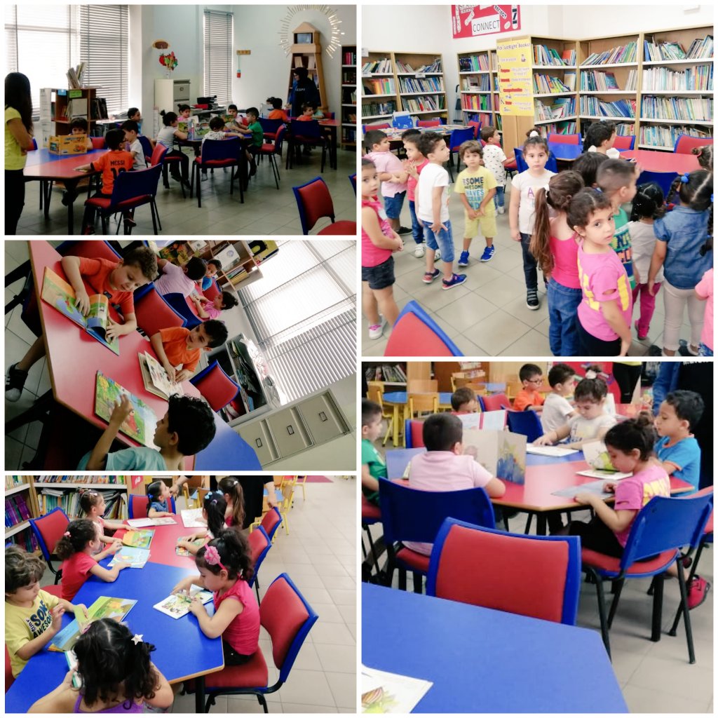 متعلمو الروضة الثانية في زيارة ميدانية إلى المكتبة وغرفة الحاسوب  @DawhaHighSchool