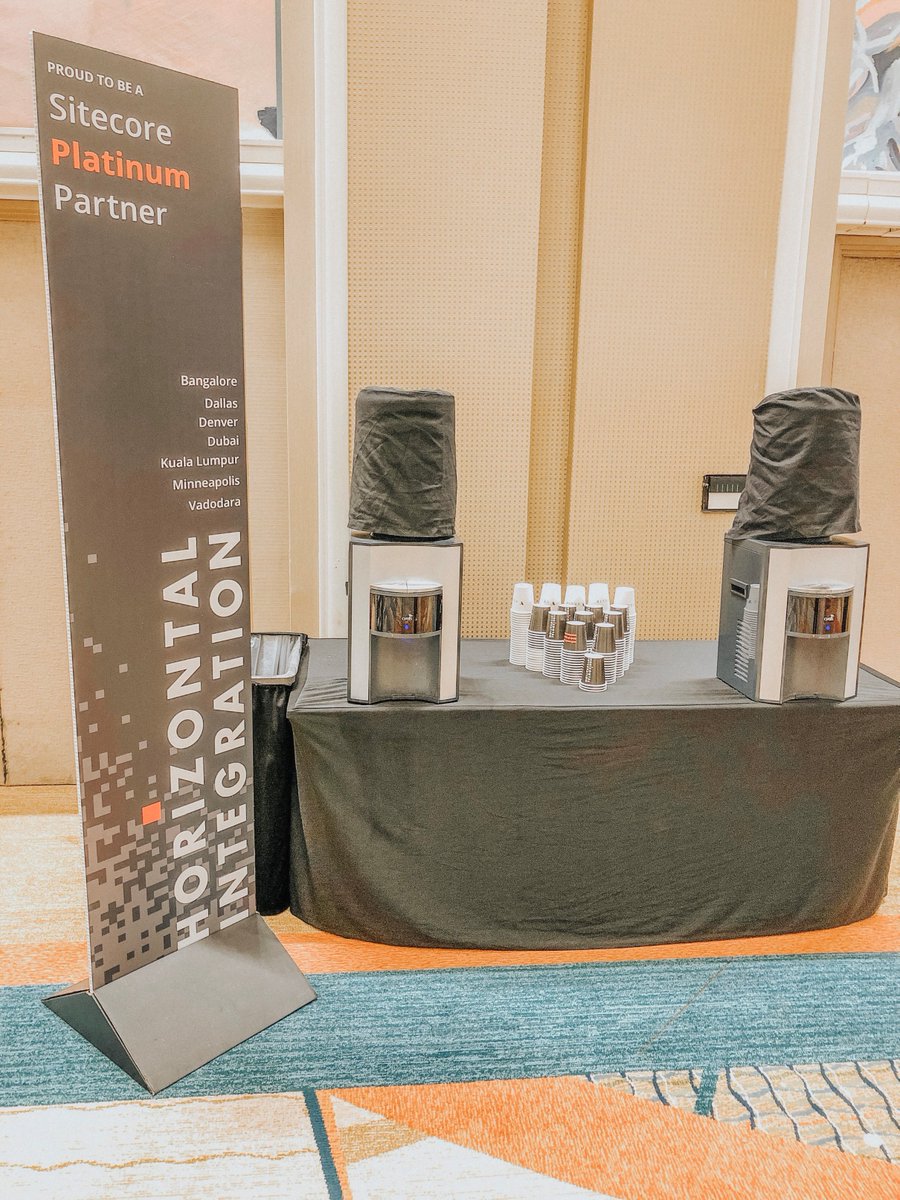 sitecorepartner's tweet image. Well aren’t we all a tall drink of customer experience expertise. Check out our hydration station at #sitecoresym