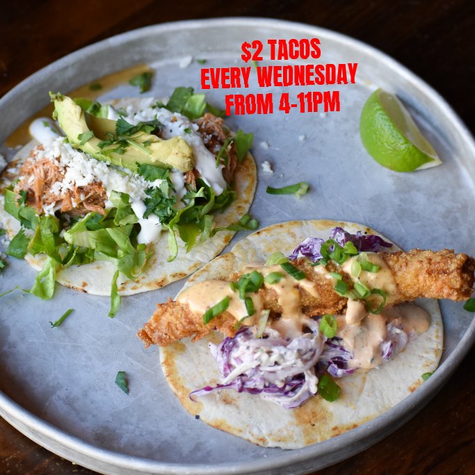hadleysbar's tweet photo. Let's give em' something to TACO bout! We have $2 dollar tacos with the purchase of a beverage available from 4pm-11pm as part of our new daily specials. https://t.co/PTLi9kTHJ3