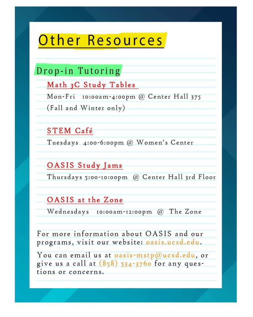 OASIS_MSTP's tweet photo. Have questions in chem, calculus, or physics? Attend drop in tutoring with OASIS MSTP tutors. https://t.co/f5DrOGF6CO