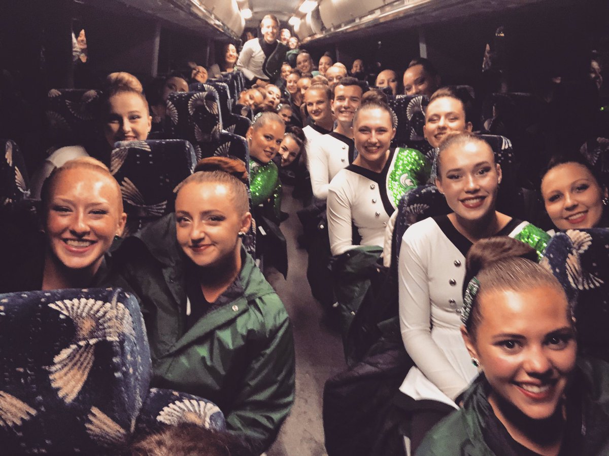 MSU_Colorguard's tweet photo. Headed to the Grand Ledge exhibition! See you there! #MSU #SMBCG #SMB #colorguard #community https://t.co/ZUVWCdDTOw