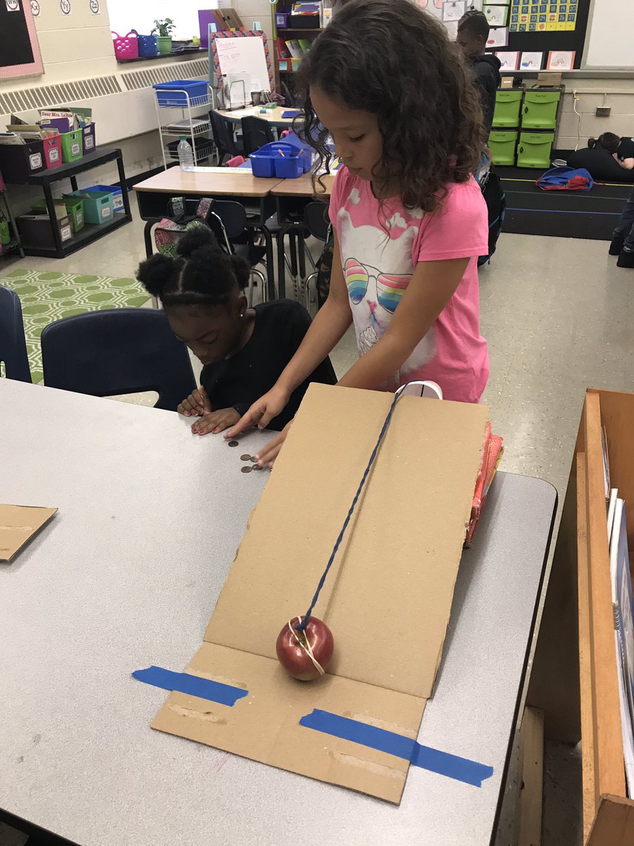 Exploring apple weights today, how many pennies will it take to move the apple up the ramp? Tomorrow we will revisit &amp; test new predictions! <a href="/UNCGMSPS/">Moss Street Partnership School</a>