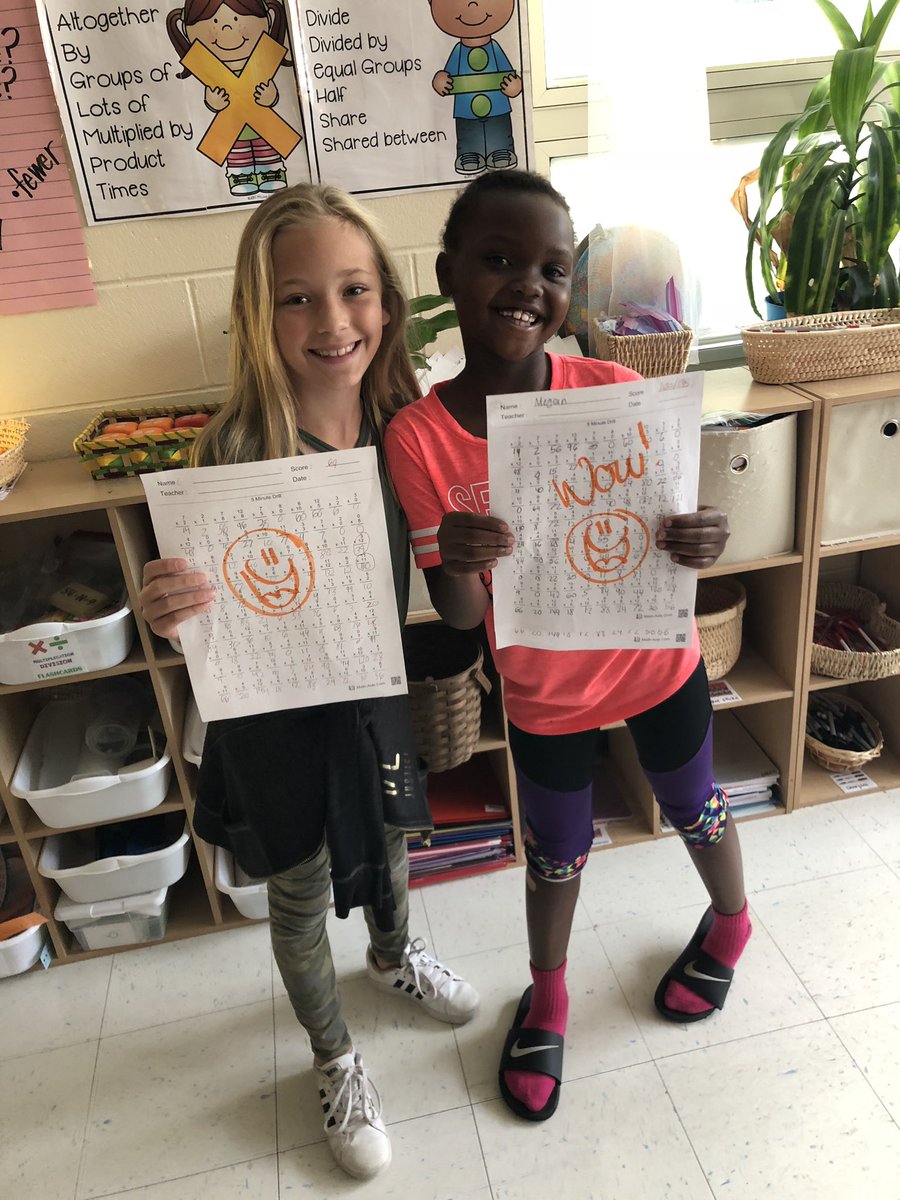 These smiles are extremely big for a reason...Ava and Megan are the newest members of our Multiplication 100 Club!!!
These girls have surpassed their end of year goal of mastering 100 mixed multiplication facts in 5 minutes! Way to work for it ladies! #practicemakespermanent