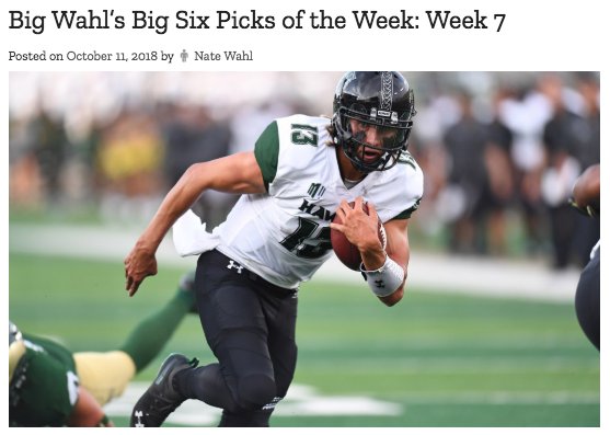 NATalkRadio's tweet photo. Big Wahl's Big Six Picks of the Week: Week 7 https://t.co/SZJaBWqjTk https://t.co/eMDi9yBZ86