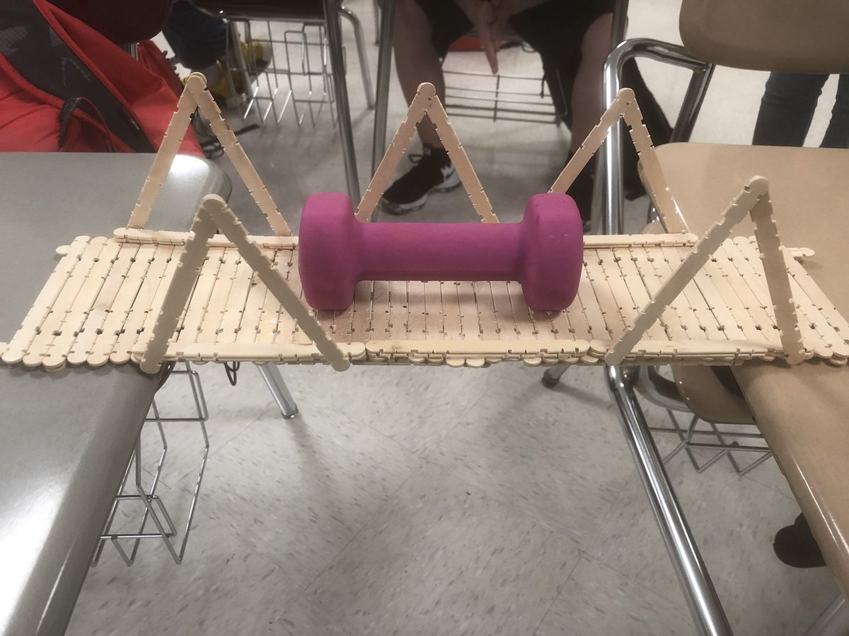 mrsadblmn's tweet photo. Engineering and design project...200 sticks &amp; Elmer’s glue #popsiclebridges #delseascience https://t.co/Jf3bXyb7n7