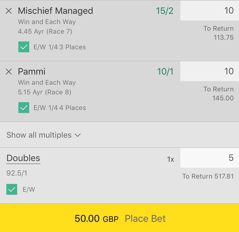 #BOOM 💥 today’s 1 tip paying out for a nice EW profit at 14/1. On to tomorrow.... 2 runners backed. 1pt EW on both then in an EW Double 1pt total. <a href="/ayrracecourse/">Ayr Racecourse</a> #ayrraces #ayr #horseracingtips #horseracing #racingtips #tips #bettingtips #win join #archerstips now for all tips.