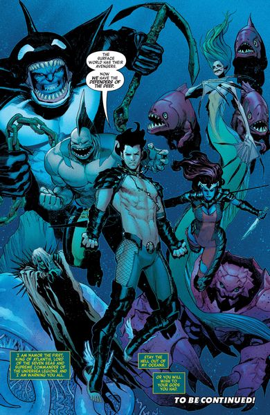 Dartalon's tweet photo. @jasonaaron Who are the members of the Defenders of the Deep from Avengers #9
I'm guessing Namor, Tiger Shark, Orca, Andromeda, Echidna, Salamar the Sustainer and no idea who the spiny one is? https://t.co/2M7fMDSW08